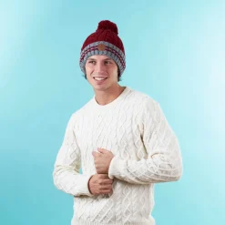 Beanie Creamy Gin Grey Burgundy